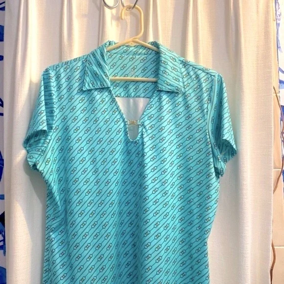 Women’s Tail Polyester & Spandex Link Design Golf Tennis Short Sleeve Top Large - Picture 2 of 7